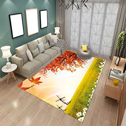 LGXINGLIyidian Alfombra Personalizable Molino De Viento Hermoso De La Hoja De Arce del Prado Impresión 3D Sala De Estar Dormitorio Alfombra Cálida 160X230Cm