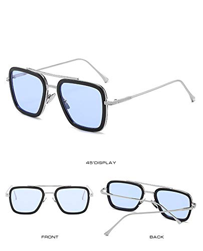 LHKQ Gafas de sol Vintage Spider Man Edith Gafas de sol con montura metálica cuadrada Gafas Tony Stark Adecuadas para hombres y mujeres