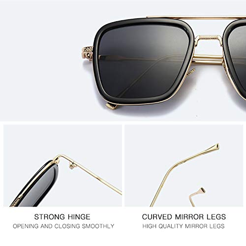 LHKQ Gafas de sol Vintage Spider Man Edith Gafas de sol con montura metálica cuadrada Gafas Tony Stark Adecuadas para hombres y mujeres