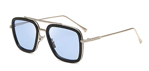 LHKQ Gafas de sol Vintage Spider Man Edith Gafas de sol con montura metálica cuadrada Gafas Tony Stark Adecuadas para hombres y mujeres