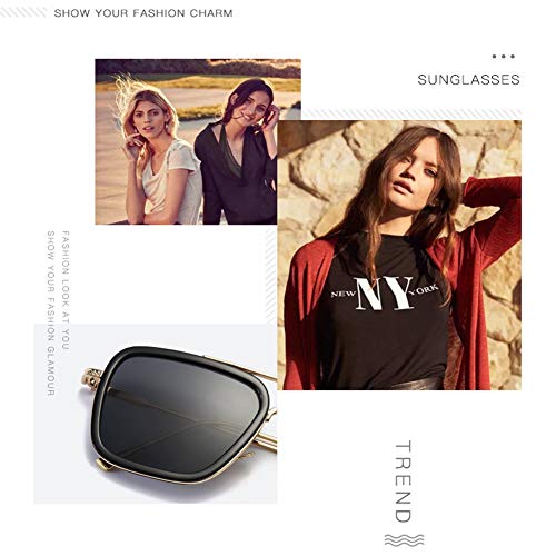 LHKQ Gafas de sol Vintage Spider Man Edith Gafas de sol con montura metálica cuadrada Gafas Tony Stark Adecuadas para hombres y mujeres