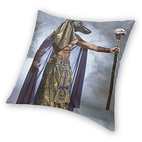 LiBei Funda de Cojín,Anubis Funda de Almohada Cuadrado para Sofá Cama Decoración para Hogar 45x45cm