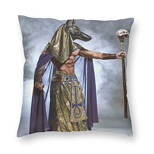 LiBei Funda de Cojín,Anubis Funda de Almohada Cuadrado para Sofá Cama Decoración para Hogar 45x45cm