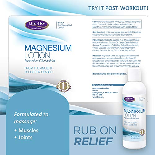 Life-Flo - Loción de magnesio | Cloruro de magnesio procedente del fondo marino de Zechstein, para masaje muscular y relajación | 237 ml