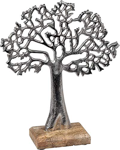 Lifestyle & More Escultura Moderna decoración Figura árbol de la Vida Hecha de Madera de Mango y Aluminio Altura 27 cm