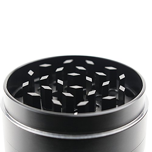 LIHAO [Nueva Versión] Grinder Metálico 4 Piezas para Hierbas y Especias (55mm, Negro)