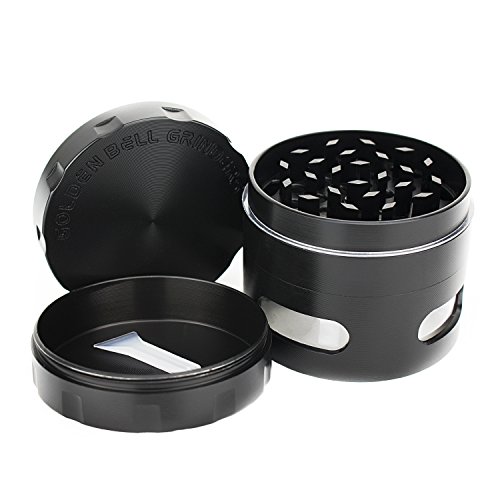 LIHAO [Nueva Versión] Grinder Metálico 4 Piezas para Hierbas y Especias (55mm, Negro)