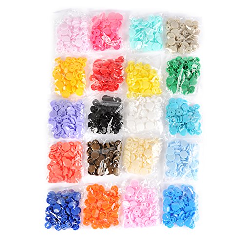 LIHAO Snaps Plástico T5 Botones Redondos Colores con Snap Alicate (300 Botones,20 Colores)