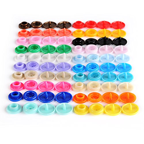 LIHAO Snaps Plástico T5 Botones Redondos Colores con Snap Alicate (300 Botones,20 Colores)