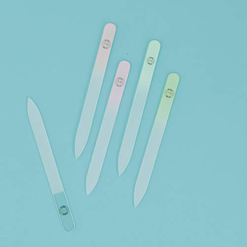 Lima de cristal prémium con estuche protector, para uñas naturales y acrílicas, manicura y pedicura, gran regalo para mujeres y niñas, de color rosa.
