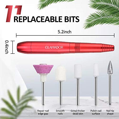Lima de uñas Eléctrica-GLAMADOR Torno de Uñas Profesional, Kit de Manicura Eléctrico-Fresa Eléctrica para Uñas,Set de Manicura para Salón/DIY,Vlocidad Ajustable,Profesionales