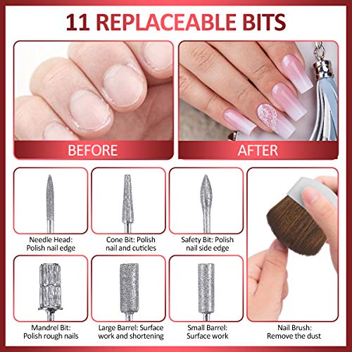 Lima de uñas Eléctrica-GLAMADOR Torno de Uñas Profesional, Kit de Manicura Eléctrico-Fresa Eléctrica para Uñas,Set de Manicura para Salón/DIY,Vlocidad Ajustable,Profesionales