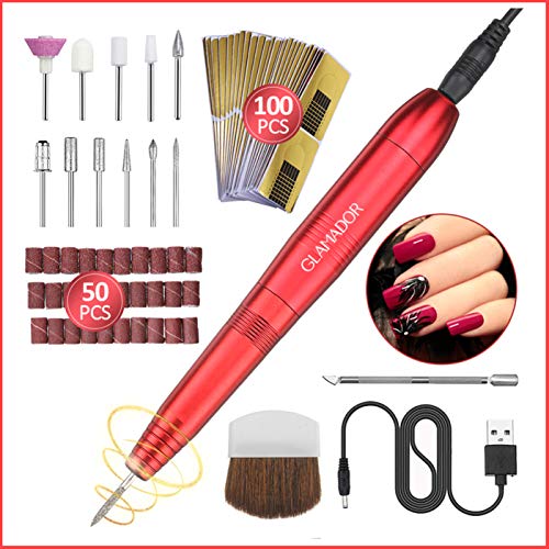 Lima de uñas Eléctrica-GLAMADOR Torno de Uñas Profesional, Kit de Manicura Eléctrico-Fresa Eléctrica para Uñas,Set de Manicura para Salón/DIY,Vlocidad Ajustable,Profesionales