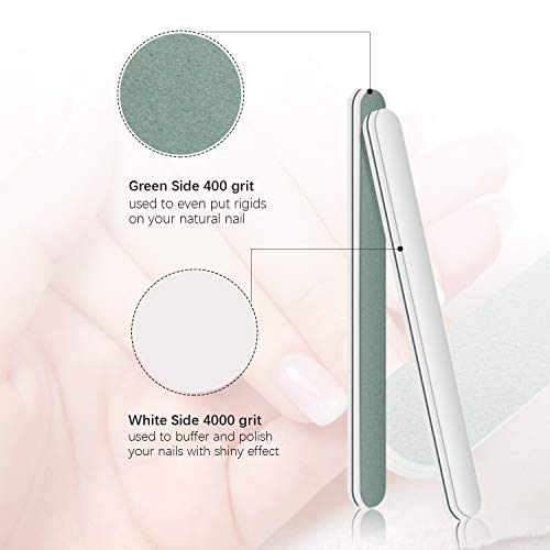 Limas de uñas desechables 180/240 - Conjunto de búfer de archivo de uñas para las uñas acrílicas cristalinas naturales para uso en el hogar y el salón con tampón de pulido de uñas gratis (100Piezas)