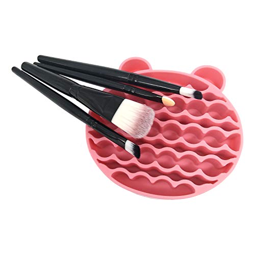 Limpiador de Pinceles Maquillaje de silicona Esponja para Eliminar Brochas de Maquillaje Color, soporte de secado del cepillo