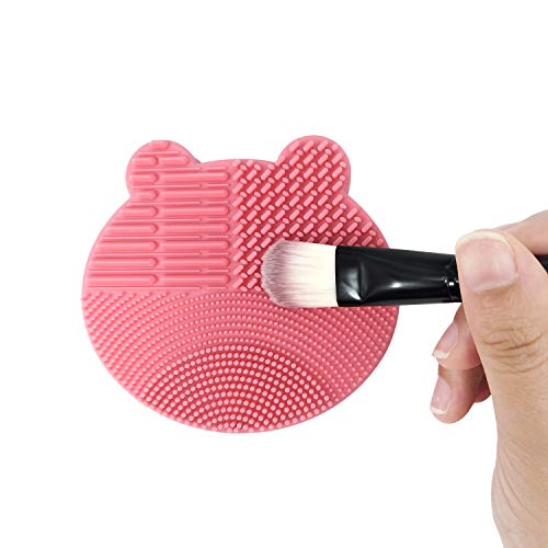 Limpiador de Pinceles Maquillaje de silicona Esponja para Eliminar Brochas de Maquillaje Color, soporte de secado del cepillo