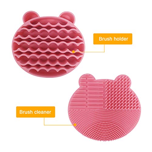 Limpiador de Pinceles Maquillaje de silicona Esponja para Eliminar Brochas de Maquillaje Color, soporte de secado del cepillo