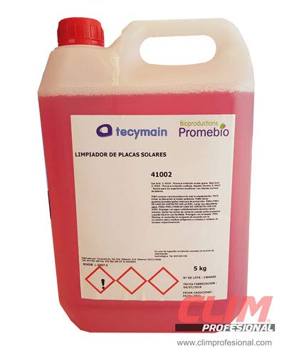 Limpiador placas solares fotovoltáicas. Garrafa 5 L. Es un limpiador biológico ecológico para limpiar placas solares de cualquier tamaño.