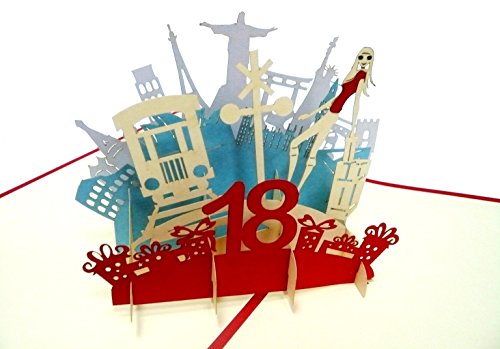 Lin Pop Up Tarjetas de felicitación para 18 beeeeestial Día, color rojo