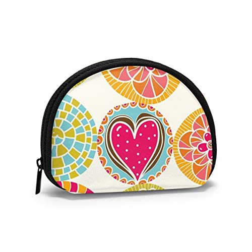 Lindas Flores Lunares años 60 Mujeres niñas Shell cosmético Maquillaje Bolsa de Almacenamiento al Aire Libre Compras Monedero Organizador de Cartera