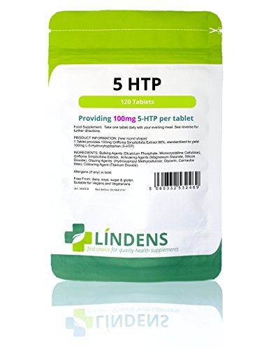 Lindens 5HTP 100mg Pastillas 120 Pack 102.5mg GRIFFONIA SIMPLICIFOLIA Extracto 98 %, Estandarizada A Rendimiento 100mg 5-htp