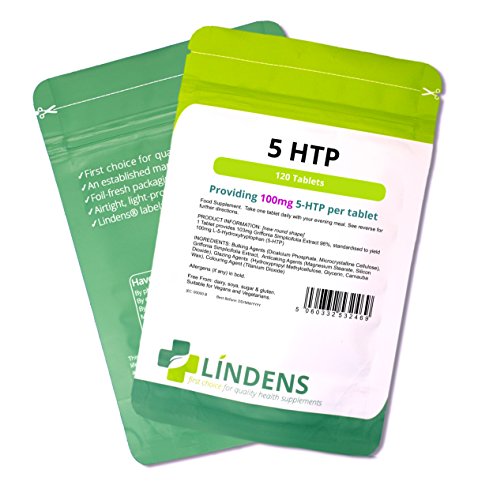 Lindens 5HTP 100mg Pastillas 120 Pack 102.5mg GRIFFONIA SIMPLICIFOLIA Extracto 98 %, Estandarizada A Rendimiento 100mg 5-htp