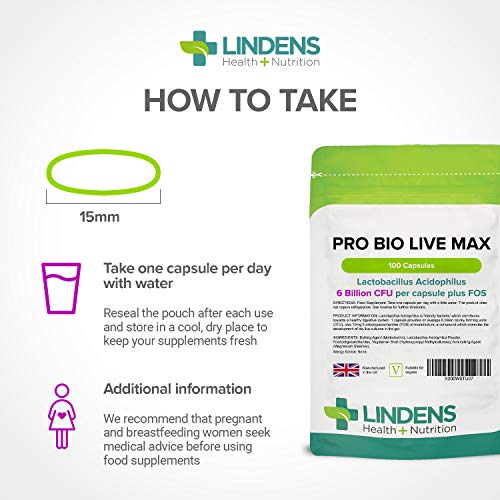 Lindens Probiótico MAX 6bn cápsulas paquete de 100GB Fabricante