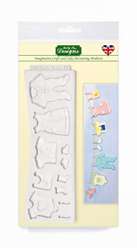 Línea de lavado de ropa para bebés Molde de silicona, cubos para decoración de pasteles, manualidades, cupcakes, Sugarcraft, dulces, tarjetas, jabones y arcilla, alimentos seguros, hecho en el Reino Unido