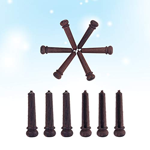 LIOOBO 6pcs GL68 Rosewood Guitar Bridge Pins Dot Guitar Nail de presión Clavos Nails