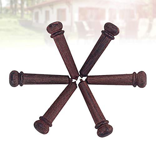 LIOOBO 6pcs GL68 Rosewood Guitar Bridge Pins Dot Guitar Nail de presión Clavos Nails