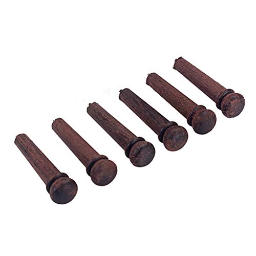 LIOOBO 6pcs GL68 Rosewood Guitar Bridge Pins Dot Guitar Nail de presión Clavos Nails