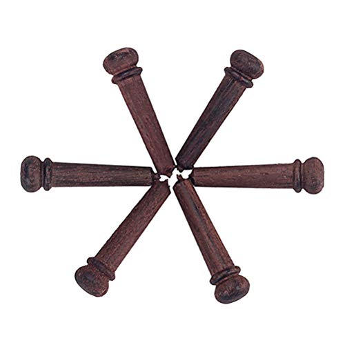 LIOOBO 6pcs GL68 Rosewood Guitar Bridge Pins Dot Guitar Nail de presión Clavos Nails