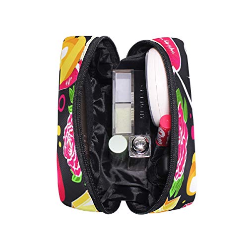 Lip Rose Macaron - Bolsa de maquillaje pequeña para maquillaje con diseño de macarón, para mujer y niñas, funda de aseo con compartimentos y accesorios de viaje