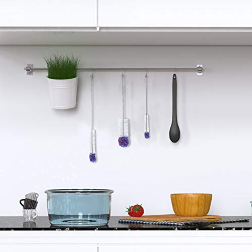 Litthing Set de Cepillo de Limpieza,Cepillo de Botellas,con Cabeza Redonda de Algodón, Cepillo de Nylon, para Copas de Vino, Botellas, Tetera, Matraces, Tazas, Vasos, Floreros, Paja, Jarras de Café