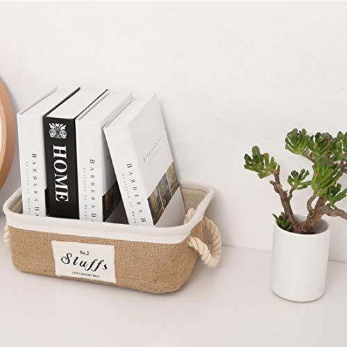 Liuzhou Cesta de Almacenamiento con Asas Caja de Almacenaje de Algodón y Lino Plegable Organizador para Niño Bebé Contenedor Cubo para Libro Juguete Cosméticos S