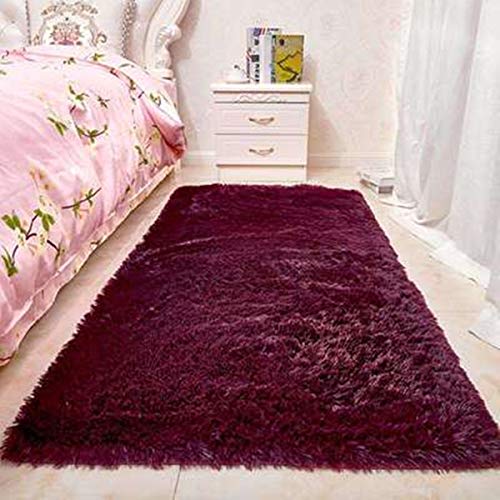 LIYINGKEJI Alfombras Modernas Super Suaves de la Pelusa, 80X120 CM, Dormitorio Sala de Estar Alfombra Antideslizante Alfombra de la Alfombra para el Juego de los niños Decora el (Vino Tinto)