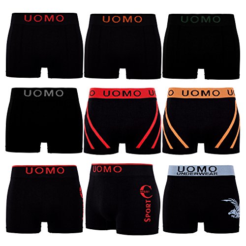 L&K Bóxer de Microfibra para Hombre Negro 1209, Pack de 10 XL/2XL