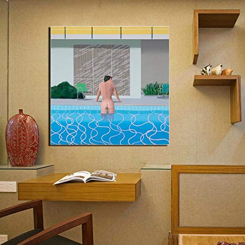 LKJHGU Sin Marco David Hockney Piscina Lienzo Pintura impresión Sala de Estar decoración del hogar Obra de Arte Moderno Arte de Pared Pintura al óleo Carteles Imagen HD
