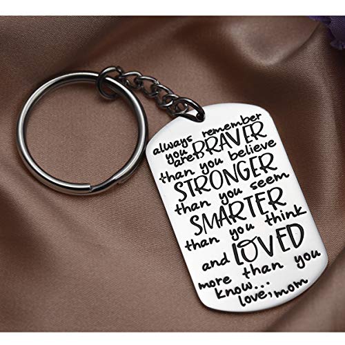 Llavero con texto en inglés "You are Braver than you believe Stronger Than You Seem Smarter Than You Think para hija hijo de mamá (llavero)