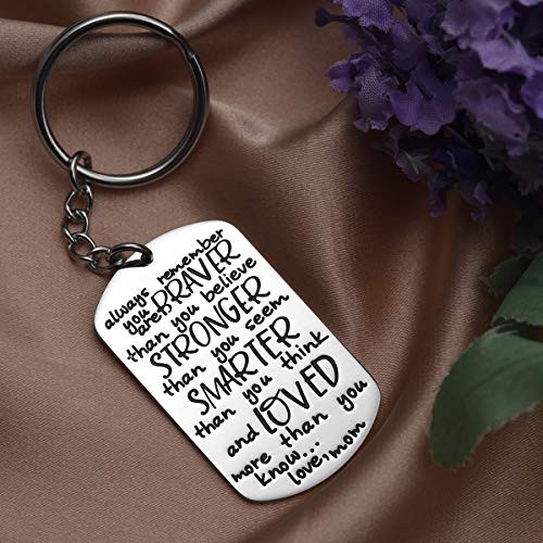 Llavero con texto en inglés "You are Braver than you believe Stronger Than You Seem Smarter Than You Think para hija hijo de mamá (llavero)