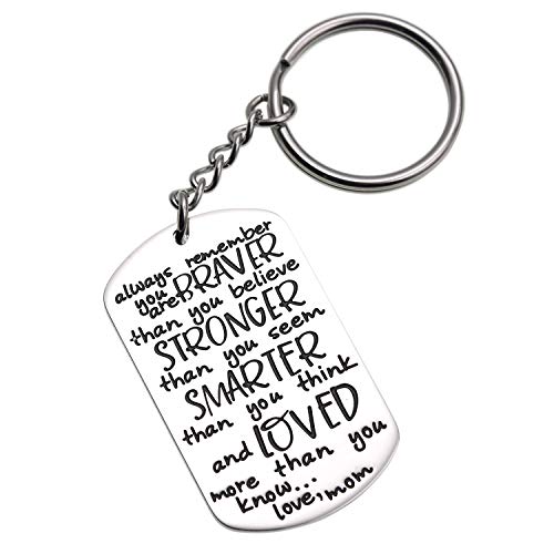 Llavero con texto en inglés "You are Braver than you believe Stronger Than You Seem Smarter Than You Think para hija hijo de mamá (llavero)