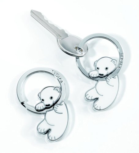 Llavero Oso Polar bebé, Metal Fundido/Esmalte, Cromado Brillante, Blanco