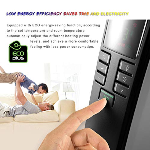 Llenos De Aceite Radiador Calentador De Espacios, Habitación Tranquila Completa 2000W, Termostato Ajustable Y 3 Configuraciones De Temperatura, Temporizador Digital, Modo De Ahorro De Energía ECO
