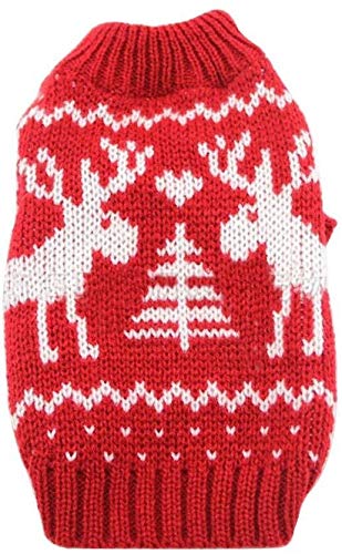 Llp Perro de Perrito Lindo suéter de Punto del Puente de Navidad Vestido de Traje de Reno de Perro de Mascota el día de Navidad de Invierno géneros de Punto del Gato Capa Caliente (Size : XL)