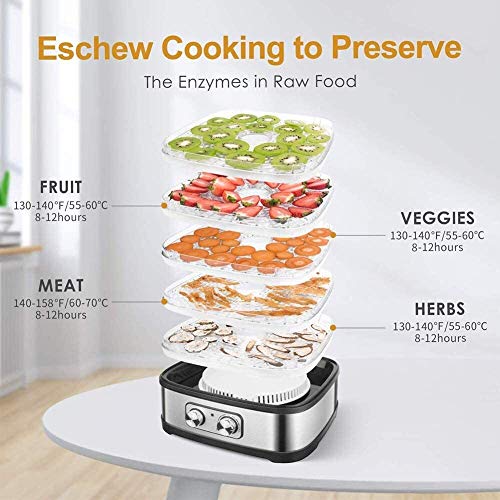LMDH Verduras y Frutas secador desecante Hogar eléctrico eléctrico Deshidratación Secado máquina 5 Capa DIY Alimentos Secadora