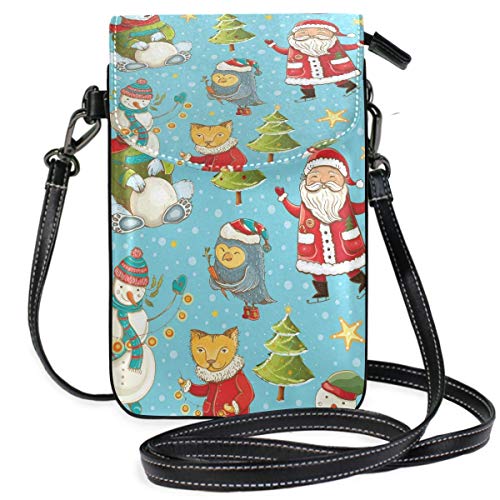 LNLN Monedero pequeño para teléfono Celular Cell Phone Purse Christmas Santa Polar Bear Snowman Owl Small Bag Cell Phone Purse Wallet for Women Girls