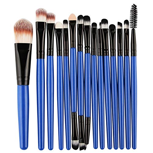 LNYJ 15 Piezas de Pinceles de Maquillaje Set Eye Shadow Foundation Powder Eyeliner Eyelash Lip Make Up Brush Cosmetic Beauty Tool Makeup Brush Kit Gift (Color : Azul)