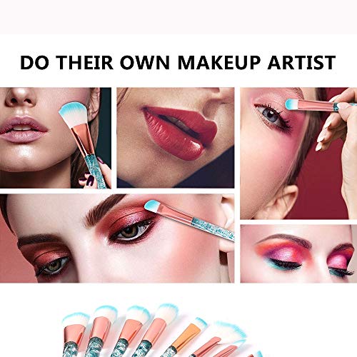 LNYJ 8 Piezas Unicornio Pinceles de Maquillaje Set Crystal Spiral Handle Foundation Blending Powder Powder Crease Make Up Brush Cosmetic Tools Gift (Color : Azul)