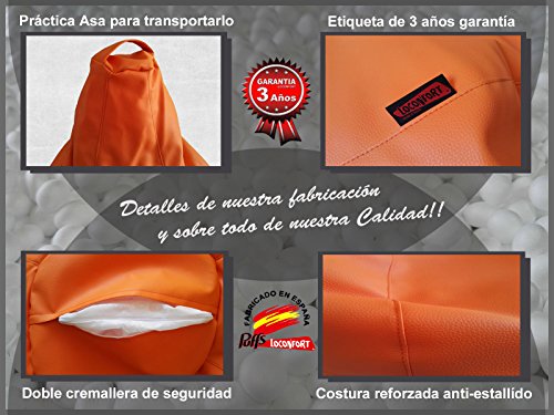 loconfort-Puff DE Pera L/XL 25 Colores, Envio 24/48 Horas, Fabricado EN ESPAÑA. 3 AÑOS DE Garantia, (85X85X135) Poli Piel Verde Manzana (XL Adulto, Rojo)