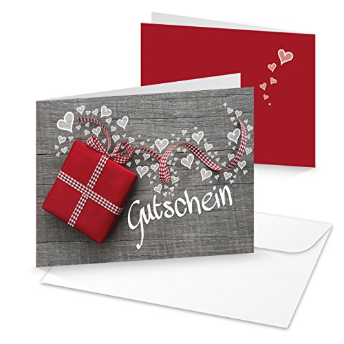 Logbuch-Verlag 100 vales para escribir – vales de regalo rojo, blanco y gris con corazones – vacío con vales para clientes, regalo de boda, Navidad